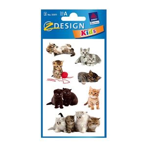 Gekleurde kitten stickertjes 3 vellen