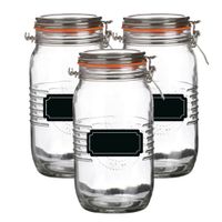 Weckpot/inmaakpot - 4x - 1.5L - glas - met beugelsluiting - incl. etiketten