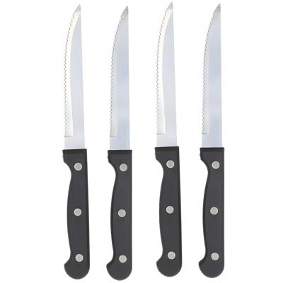 Gerimport vlees / steak messen - 4x stuks - RVS - bakeliet handvat - 30 cm - scherpe messen