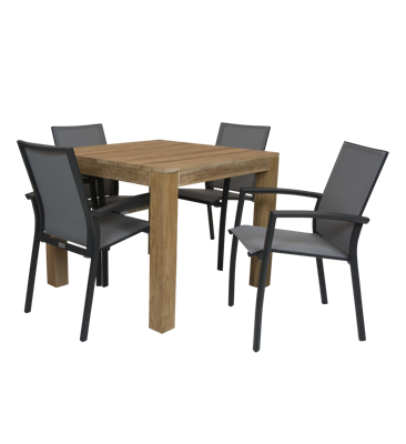 Alberto teak tuintafel met Qopps Tampa tuinstoel