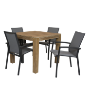 Alberto teak tuintafel met Qopps Tampa tuinstoel