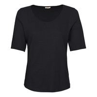 Shirt met korte mouwen van bourette zijdenjersey, zwart Maat: 44/46