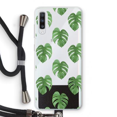 Monstera leaves: Samsung Galaxy A70 Transparant Hoesje met koord