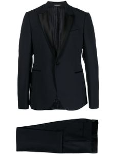 Emporio Armani satin-trim single-breasted blazer - Bleu