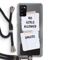 No Girls Allowed Unless: Samsung Galaxy A41 Transparant Hoesje met koord