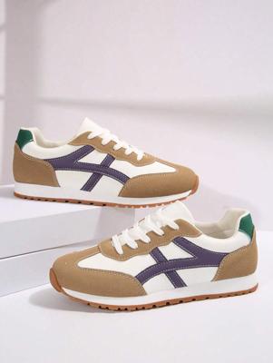 Women's Retro Walking Shoes - Black PU Leather Hiking Sneakers Purple / EUR38