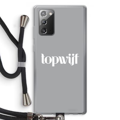 Topwijf Grijs Wit: Samsung Galaxy Note 20 / Note 20 5G Transparant Hoesje met koord