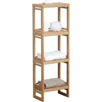 Badkamer kast met 4 planken - bamboe hout - 100 x 33 x 20 cm - opbergkast / wandkast