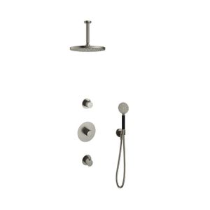 Hotbath Cobber IBS20 Regendoucheset inbouw - 15cm plafondarm - 30cm ronde hoofddouche - 3 standen handdouche - nikkel geborsteld IBS20GN125