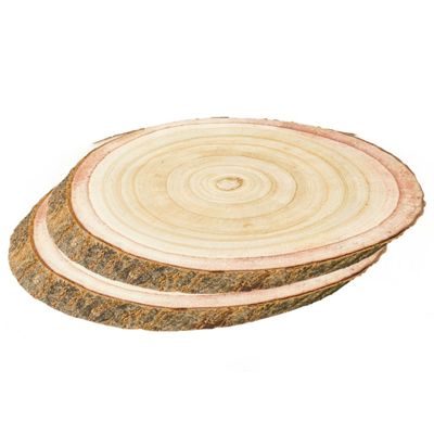 Decoratie boomschijven- 2x - hout - 42 x 27 x 3 cm - ovaal - hobby