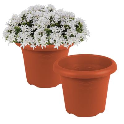 Hega Hogar Plantenbak - 2x - Terra cotta - kunststof - D14 x H11 cm