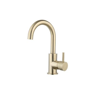Wastafelmengkraan Opbouw Sanilux Largo Met Draaibare Uitloop En Geribbeld Knop Goud Geborsteld Sanilux