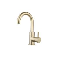 Wastafelmengkraan Opbouw Sanilux Largo Met Draaibare Uitloop En Geribbeld Knop Goud Geborsteld Sanilux