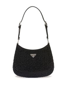 Prada sac porté épaule Cleo à ornements en cristal - Noir