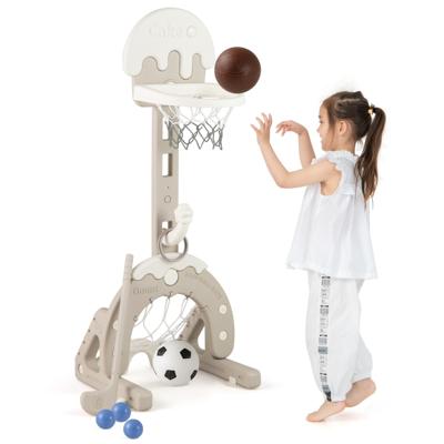 4-in-1 Spelpakket voor Kinderen met Basketbalring Voetbaldoel Golf Ringwerpen Binnen- en Buitenspeelgoed in Hoogte Verstelbaar