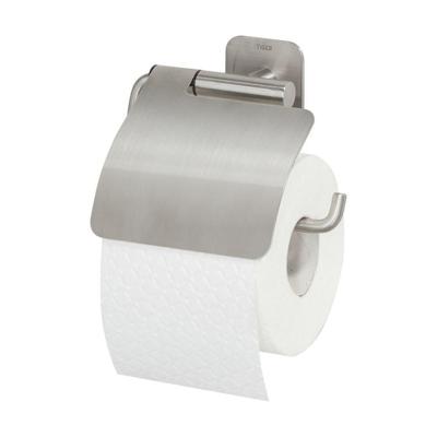 Tiger Colar Toiletrolhouder - met klep - zelfklevend - geborsteld RVS 1314130946