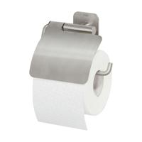Tiger Colar Toiletrolhouder - met klep - zelfklevend - geborsteld RVS 1314130946
