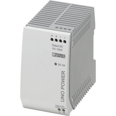 Phoenix Contact UNO-PS/1AC/12DC/100W DIN-rail netvoeding 12 V/DC 8.3 A 100 W Aantal uitgangen: 1 x Inhoud: 1 stuk(s)