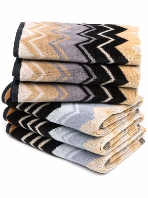 Missoni Home ensemble de 6 serviettes de bain Giacomo - Tons neutres