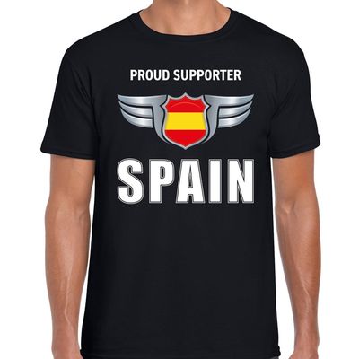 Proud supporter Spain / Spanje t-shirt zwart voor heren Proud supporter Spain / Spanje t-shirt zwart voor heren