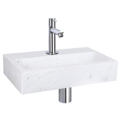Differnz Flat fonteinset marmer - kraan recht - 38 x 24 x 8 cm - chroom