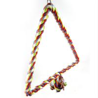 Kleurrijke katoen touw vogel zat klimmen getogen driehoek katoen touw Swing speelgoed grootte: 25x28cm