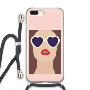 Red lips: iPhone 8 Plus Transparant Hoesje met koord
