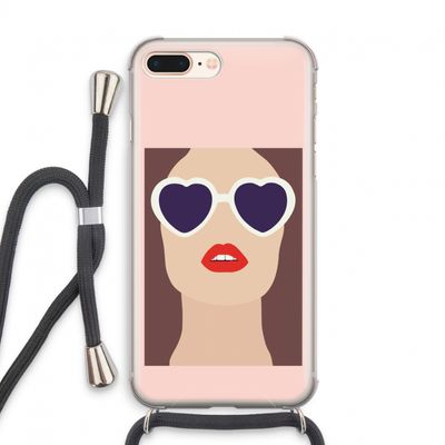Red lips: iPhone 8 Plus Transparant Hoesje met koord