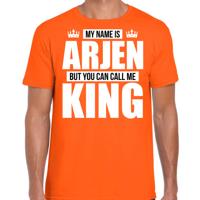 Naam cadeau t-shirt - my name is Arjen - but you can call me King - oranje - heren - koningsdag