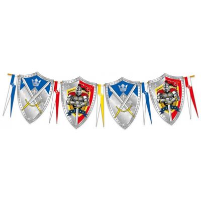 Ridders thema kinder verjaardag feestje vlaggenlijnen - 6 meter - plastic - versiering