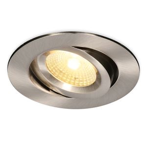 LED inbouwspot Salerno Roestvrij staal 8 Watt 2700K IP44 kantelbaar