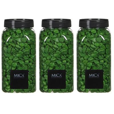Mica Decorations decoratie steentjes - 3x - groen - 1 kilo - 650ml - hobby steentjes
