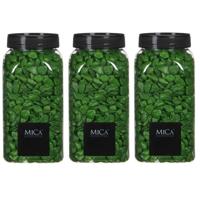 Mica Decorations decoratie steentjes - 3x - groen - 1 kilo - 650ml - hobby steentjes