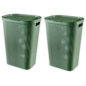 Curver Infinity Recycled Wasmand + deksel 60L - 2 stuks - Groen