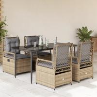 5-delige Tuinset met kussens poly rattan beige