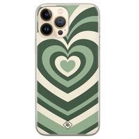 iPhone 13 Pro Max siliconen hoesje - Hart swirl groen - thumbnail