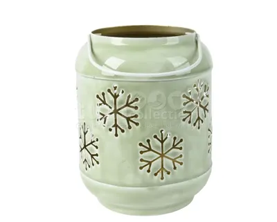 Lantaarn Sneeuwvlok Metaal 20cm Lichtgroen