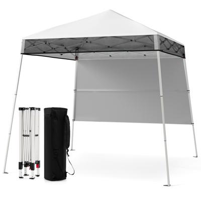 Paviljoen 2 x 2 m Pop-up Vouwpaviljoen Hoogteverstelbaar met Zijwand & Bodemhaak Waterdicht Tuinpaviljoen voor Tuinfeest Wit