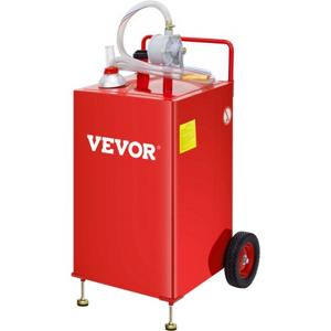 VEVOR 30 gallon brandstofwagen, brandstofopslag met 2 wielen handmatige overdrachtpomp, benzine-dieselbrandstofcontainer voor auto's, grasmaaiers, ATV's, boten, meer, rood