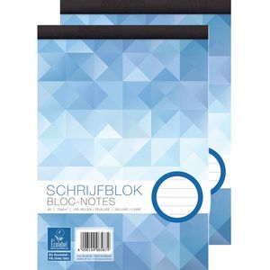 Schrijfblok/notitieblok gelinieerd - 2x - A5 - 100 vellen - papier - Schrijfpapier