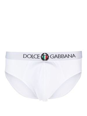 Dolce & Gabbana slip en coton stretch à taille logo - Blanc