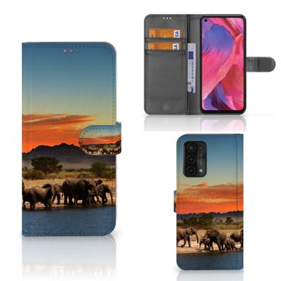 OPPO A54 5G | A74 5G | A93 5G | Telefoonhoesje | Met pasjeshouder | Olifanten