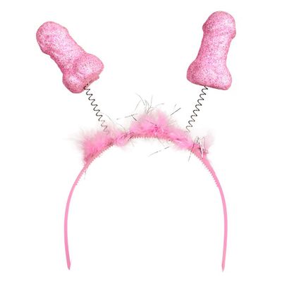 Diadeem/tiara met piemels - roze - plastic - L22 cm - bewegende piemels Diadeem/tiara met piemels - roze - plastic - L22 cm - bewegende piemels