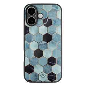 iPhone 16 glazen hardcase - Blue cubes