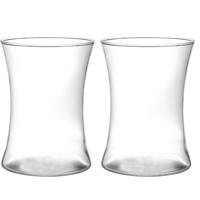 Brede trompet vaas - 2x stuks - helder glas - 19 cm - 1,5 liter - bloemenvaas