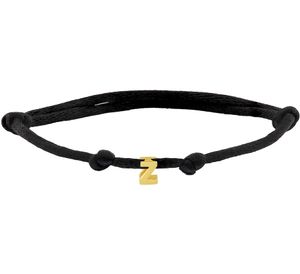 Armband Letter 5,5 x 5 mm satijn-geelgoud zwart 13-26 cm