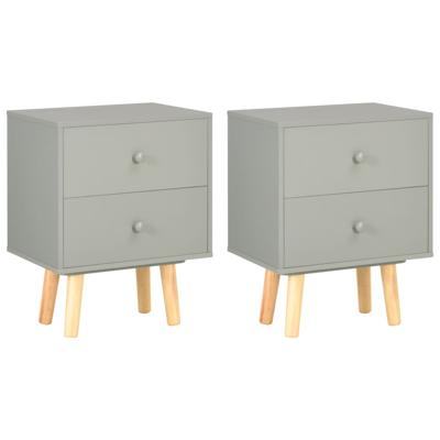 Nachtkastjes 2 st 40x30x50 cm massief grenenhout grijs