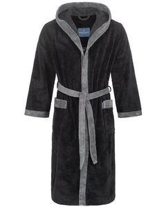 Morgenstern Morgenstern herenbadjas met capuchon Elio 2 zwart Maat XL