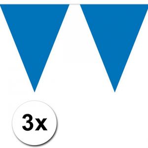 3x Vlaggenlijn blauw 10 meter