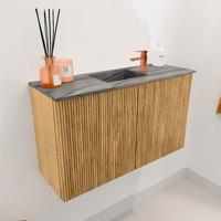 Toiletmeubel Mondiaz Joya Dlux | 70 cm | Meubelkleur Oak | Faye wastafel Sombra Wasbak Midden | 1 kraangat Toiletmeubel Mondiaz Joya Dlux | 70 cm | Meubelkleur Oak | Faye wastafel Sombra Wasbak Midden | 1 kraangat
